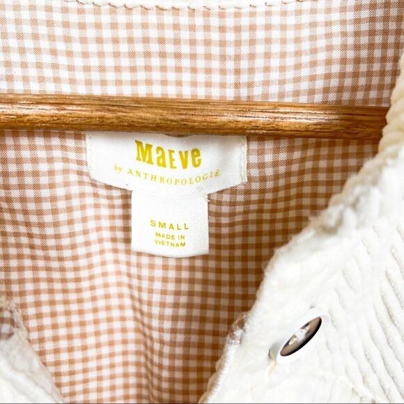 Anthropologie Maeve beige white cord shirt jacket corduroy shacket small - Picture 5 of 8